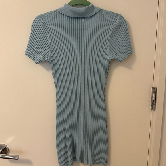 Light Blue Ribbed Mini Dress - Picture 2 of 2